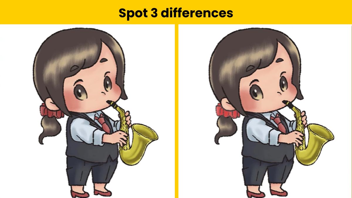 Only hawk eyes can spot 3 differences in the girl playing trumpet picture within 7 seconds. 