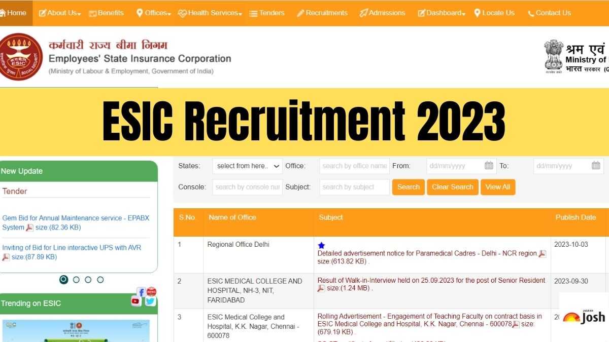 ESIC Paramedical Recruitment 2023 Apply Online for 1038 Paramedical Posts