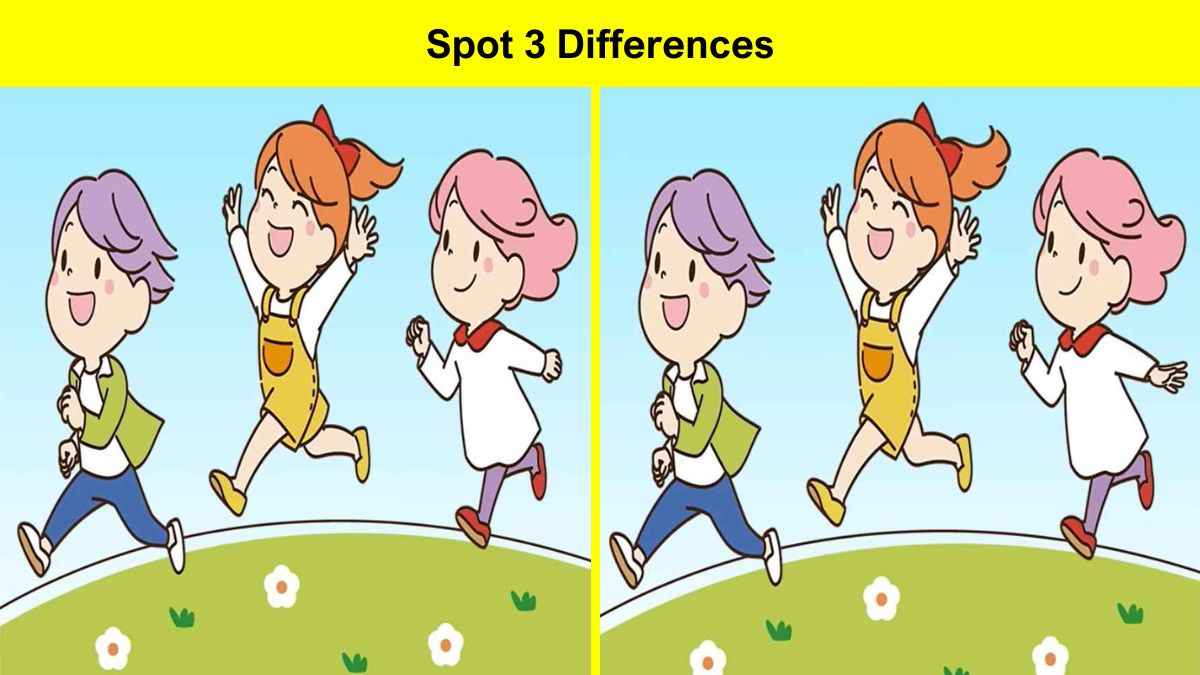 Spot 3 differences between the kids running pictures in 8 seconds!