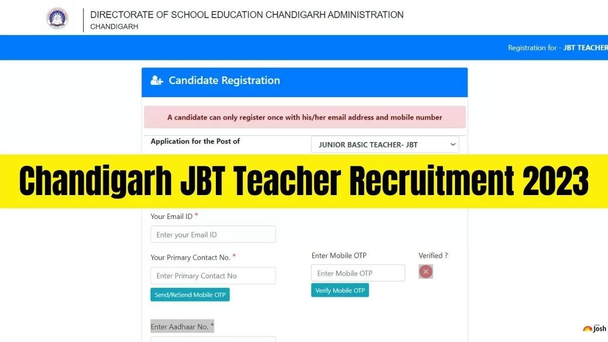 Get the direct link to the Chandigarh JBT Teacher Application Form here.