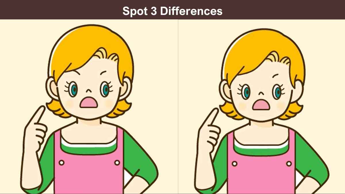 Spot 3 differences between the girl pictures in 9 seconds!