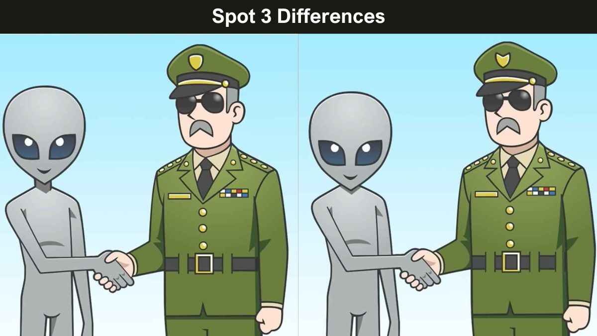 Only hawk eyes can spot 3 differences between the man and the alien pictures in 10 seconds!
