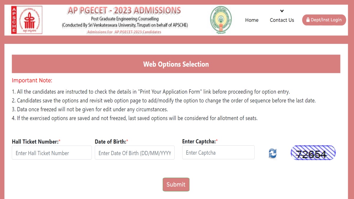 AP PGECET 2023 phase 2 counselling web options 