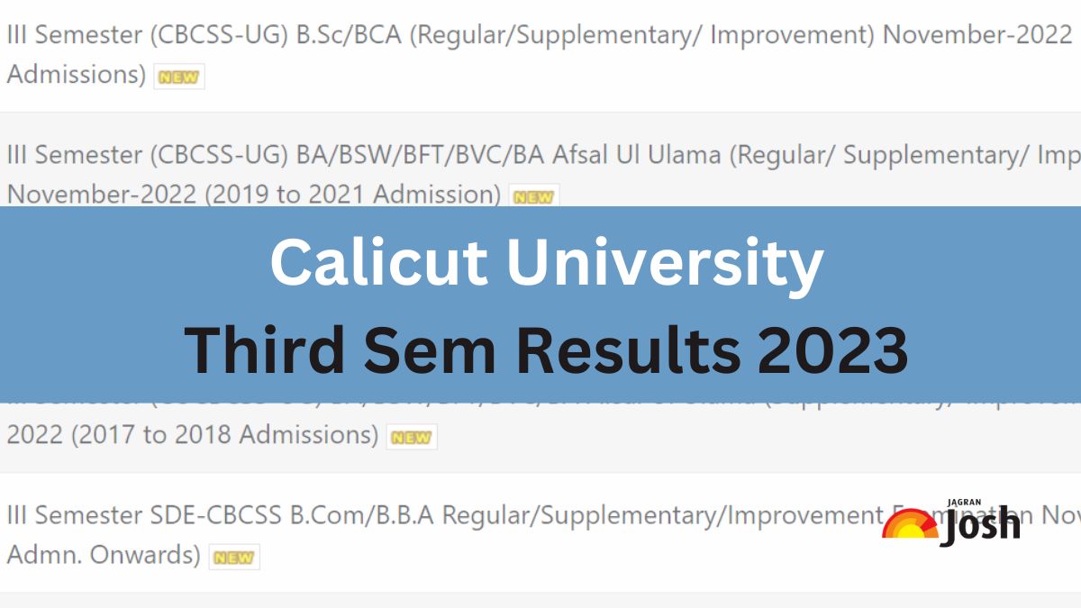 Calicut University 3rd Sem Result 2023 Declared at uoc.ac.in