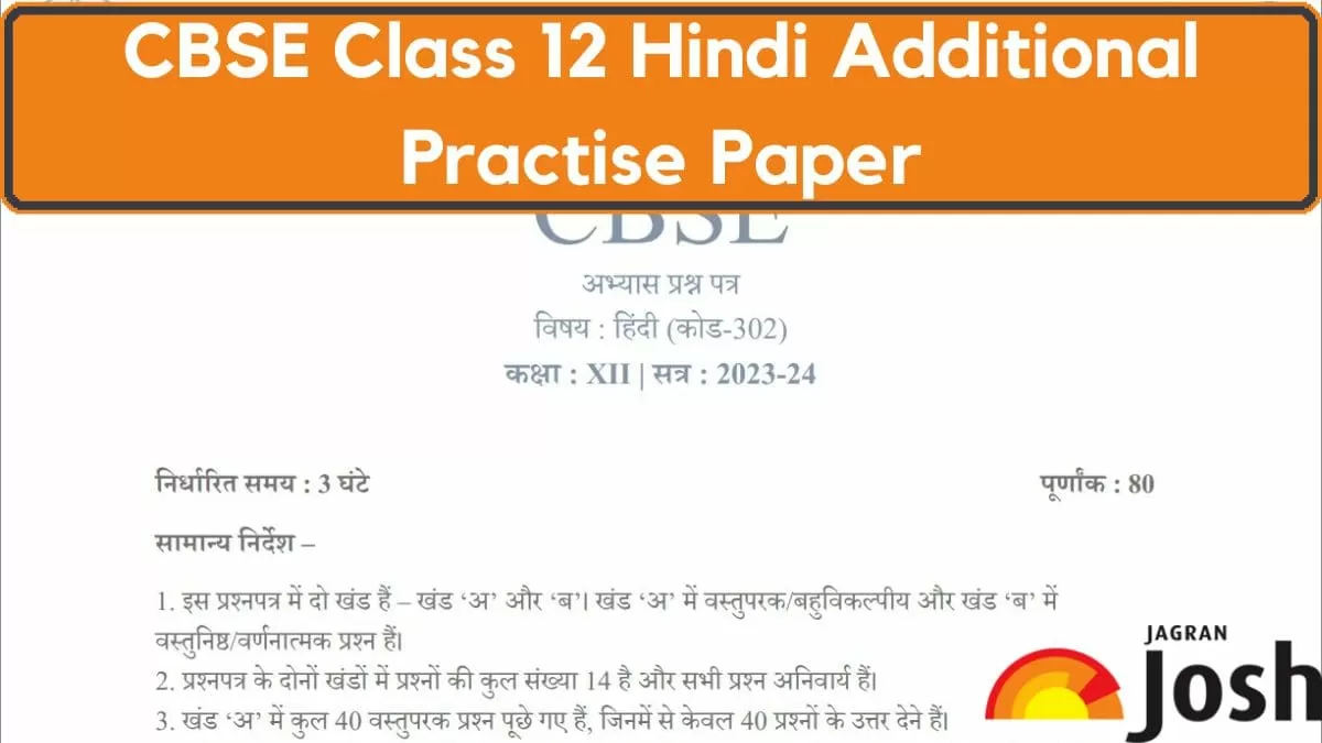 Get here Hindi Class 12 Additional Practice Questions along with Marking scheme