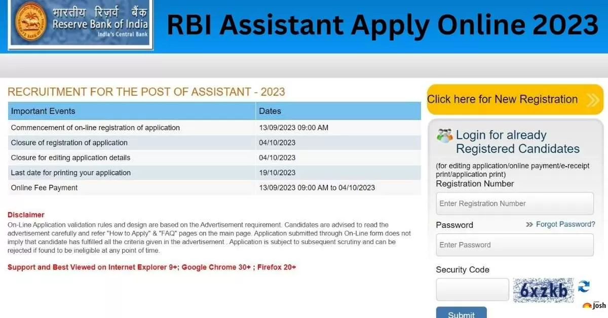 Get the direct link and steps to follow for RBI Assistant Application Form 2023 here