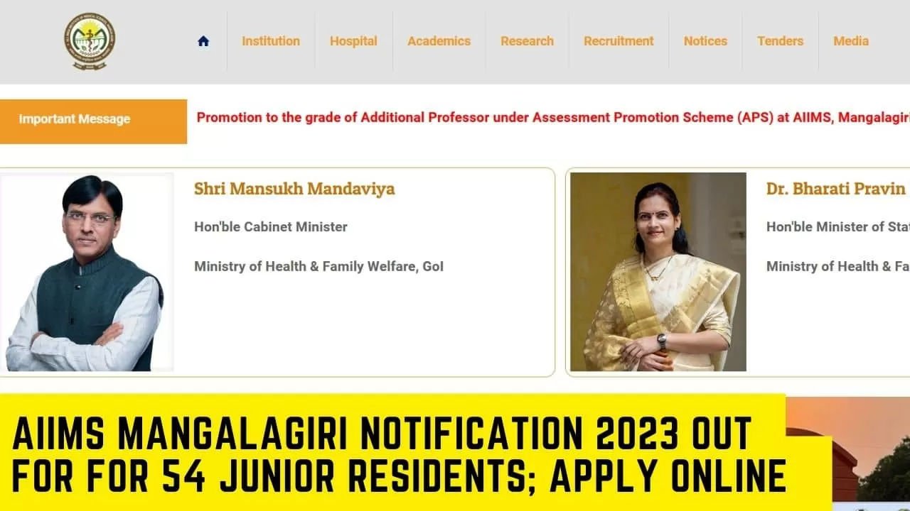 AIIMS Mangalagiri Notification 2023 Out for for 54 Junior Residents; Apply Online Here