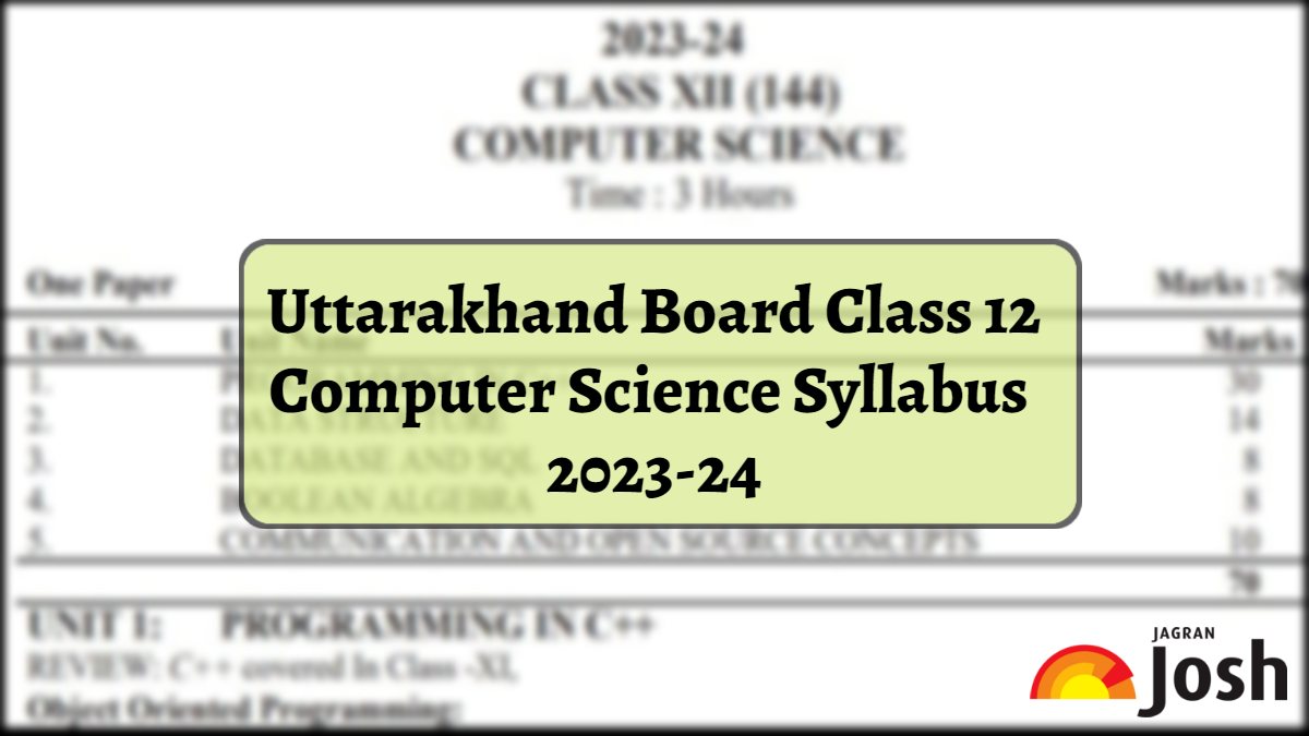 Download Uttarakhand Board Class 12 Computer Science Syllabus 2023-24 in PDF