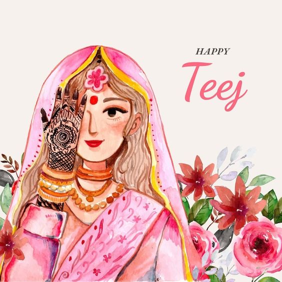 Illustration Of Religious Festival Teej Hindu Festival Monsoon Festival  Stock Illustration - Download Image Now - iStock