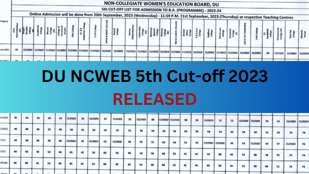 DU NCWEB Cut off 2023-24 5th List