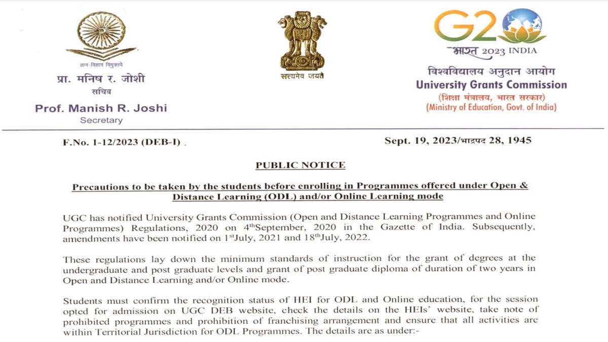 UGC Issues Guidelines for Students