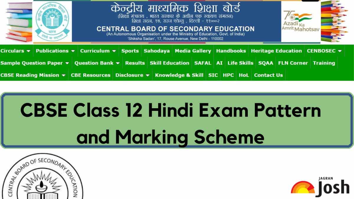 CBSE Class 12 Hindi Exam Pattern 2024 with Marking Scheme and Topic-wise Weightage