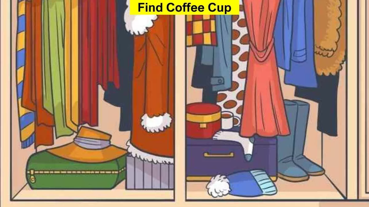 Find the coffee cup in the wardrobe in 5 seconds