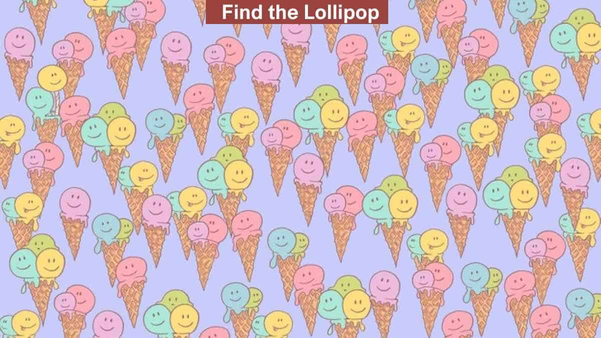 Optical Illusion to Test Your Vision: Find the hidden lollipop among ice-creams in 6 seconds!