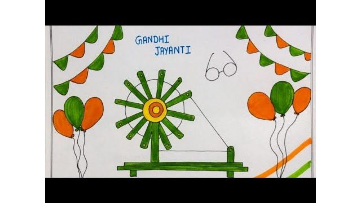 How to draw gandhiji in easy method for kids - YouTube