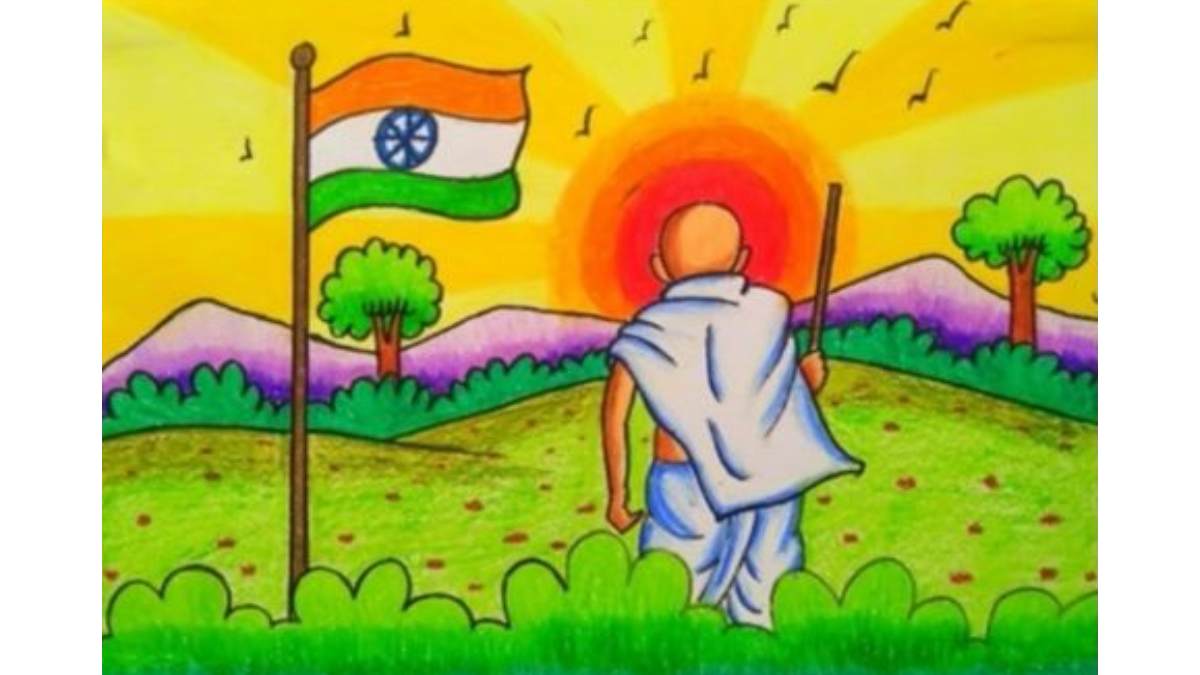 How to draw Gandhi very easy|| Gandhiji drawing| how to draw Gandhi |simple  art with rose |gandhiji - YouTube