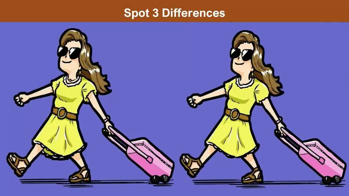 Spot 3 differences between the two lady with glasses pictures in 12 seconds