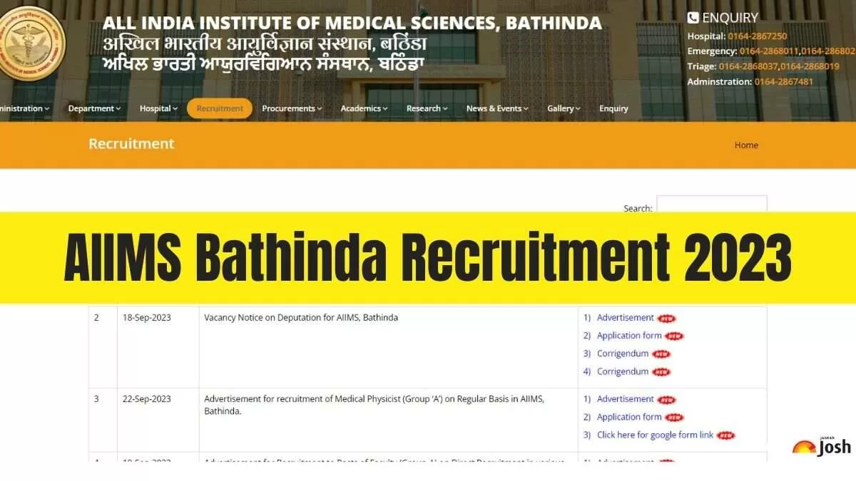 Get all the details regarding AIIMS Bathinda Recruitment 2023 here.