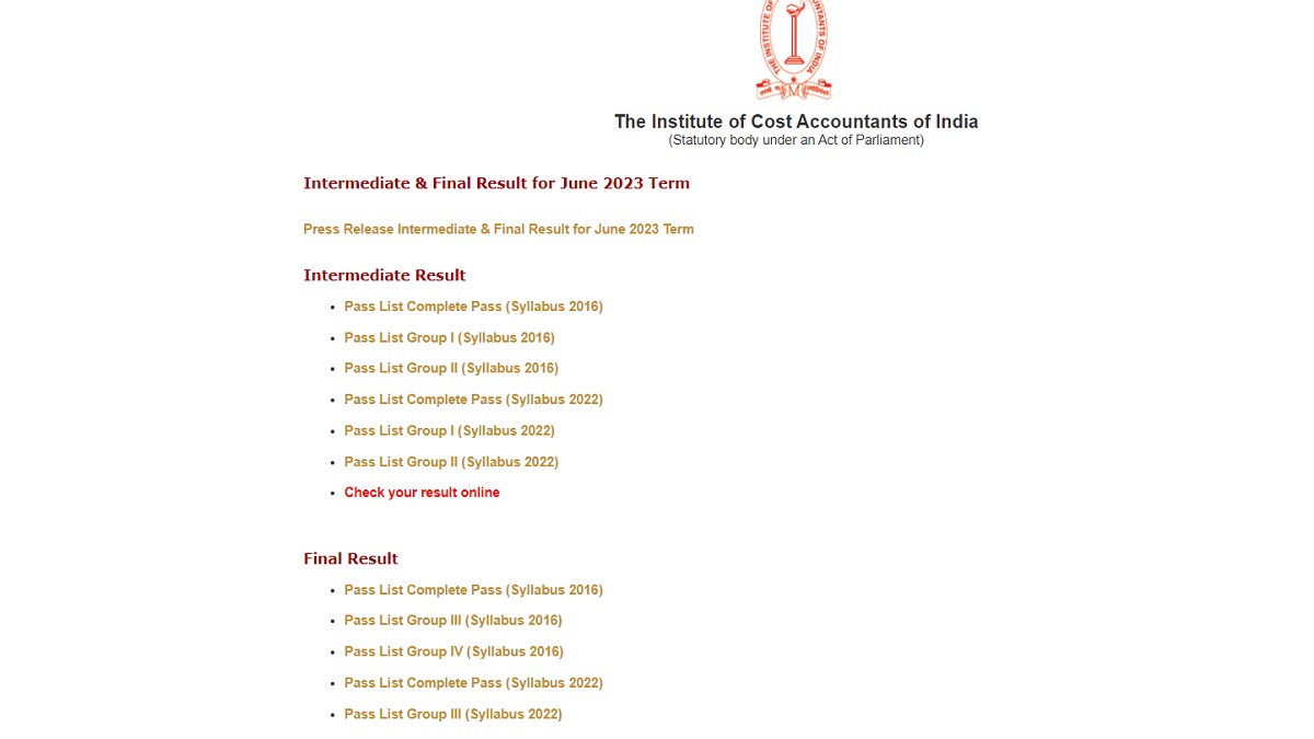 ICMAI CMA Result 2023 Out, Check June Session Result Link Here - Vimarsana News