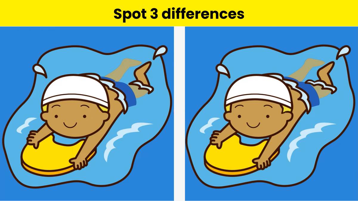 Spot 3 differences between the surfing picture in 6 seconds. 