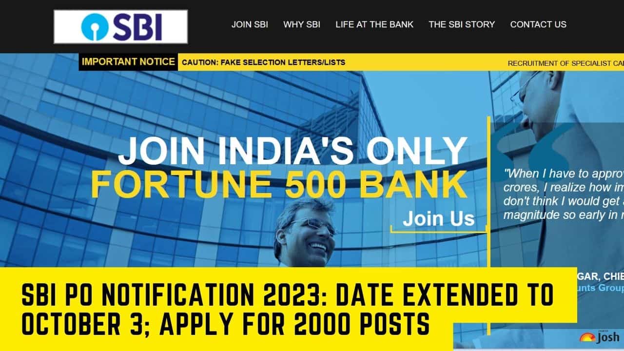 SBI PO Notification 2023: Date Extended to October 3; Apply For 2000 Posts