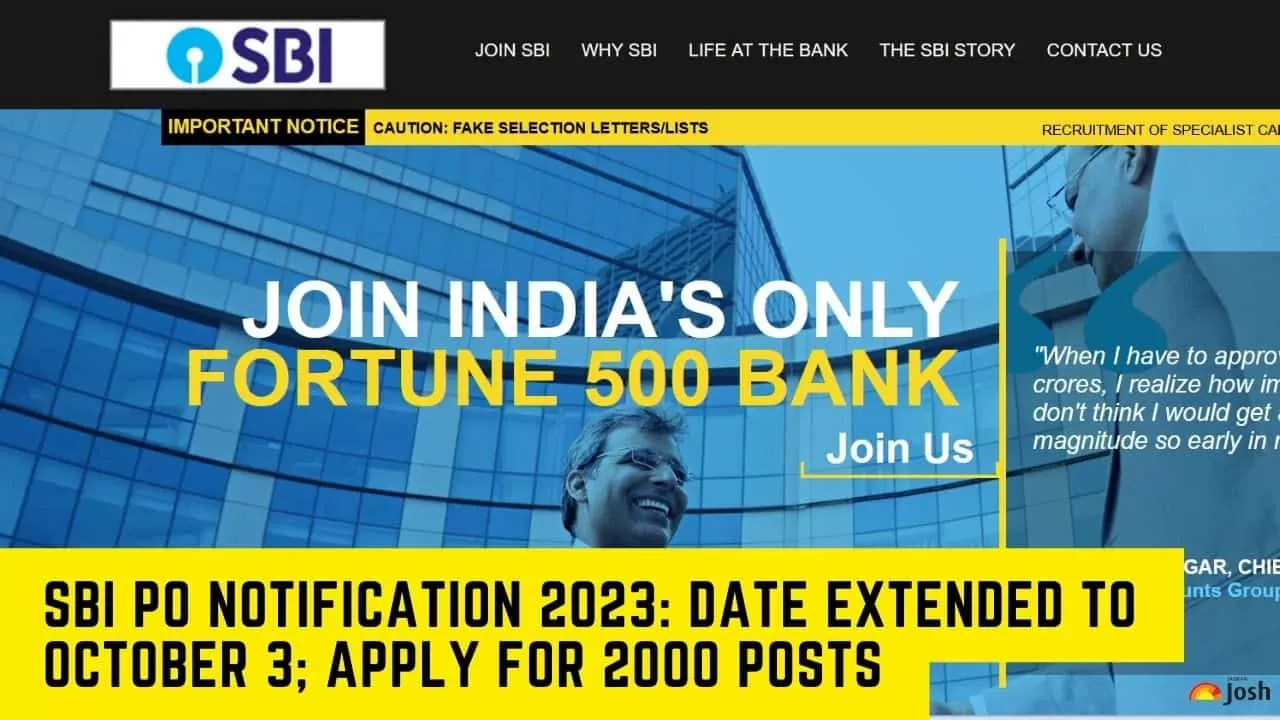 SBI PO Notification 2023: Date Extended to October 3; Apply For 2000 Posts