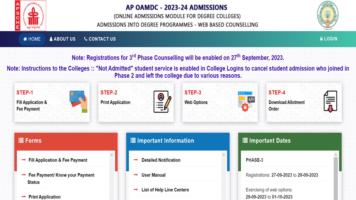 AP OAMDC Counselling round 3 registration