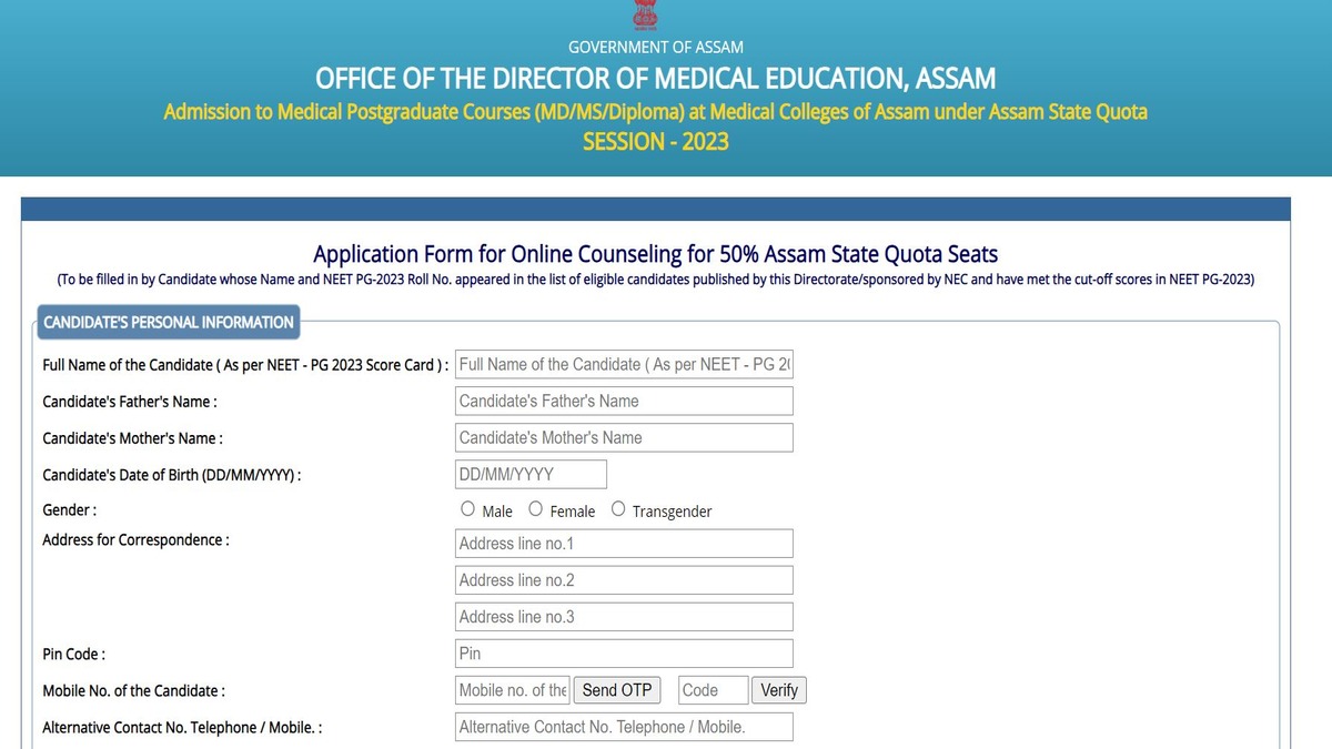 Assam NEET PG Counselling 2023 Round 3 Registration