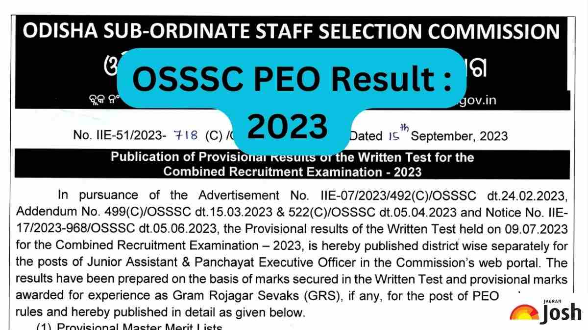 OSSSC PEO Result 2023: Direct Link To Download Merit List PDF On osssc.gov.in