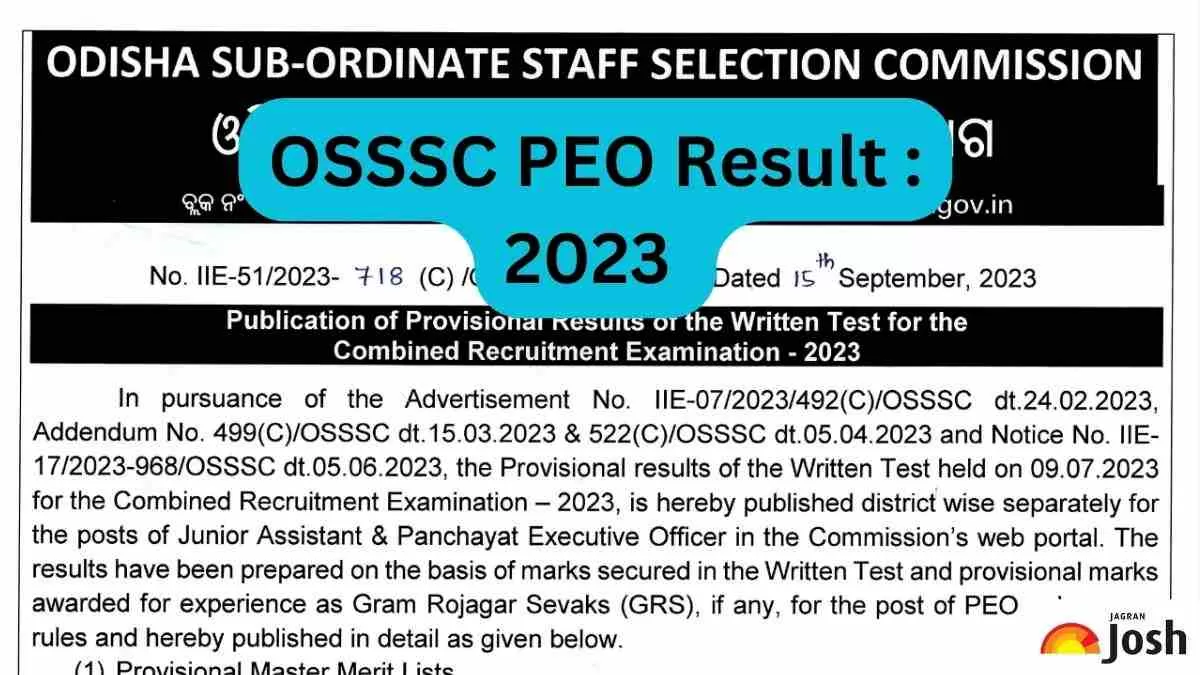 Get the direct link to download OSSSC PEO Result 2023 PDF here.