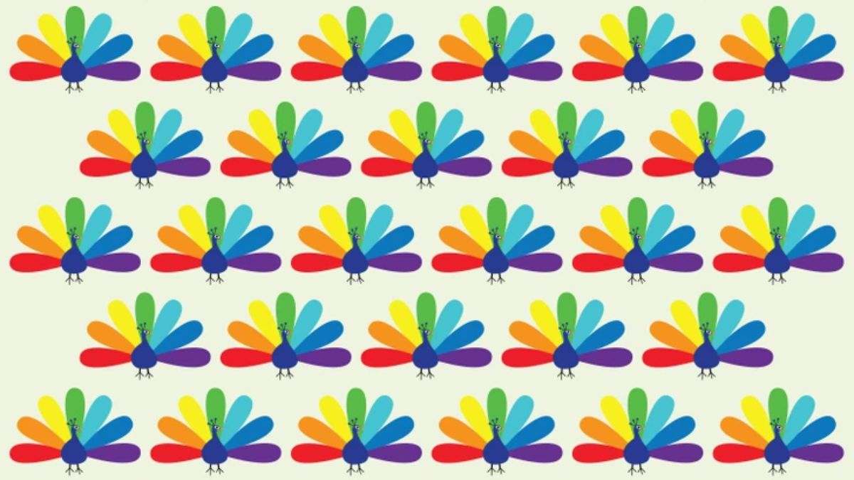 Brain Teaser for Testing Your IQ: Can you spot the ODD Peacock in picture within 9 secs?