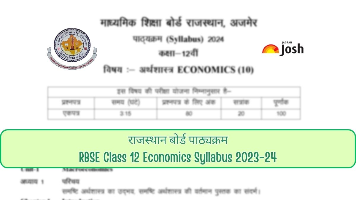 RBSE Class 12 Economics Syllabus 2023 24 