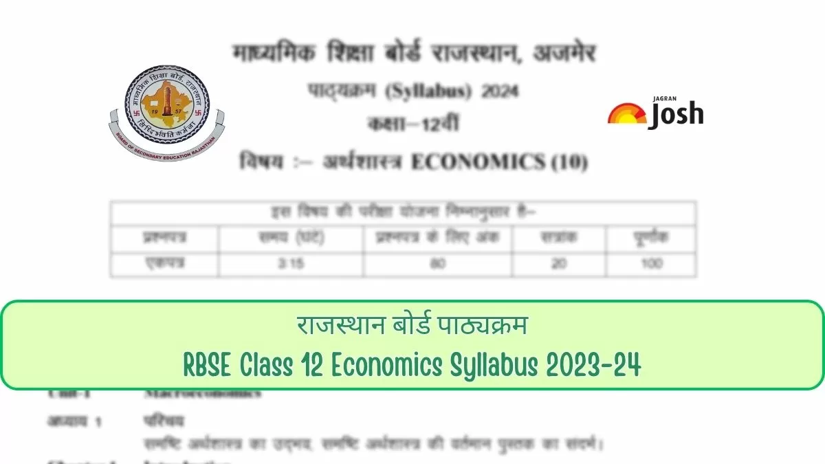 Download RBSE Class 12th Economics Syllabus 2023-24