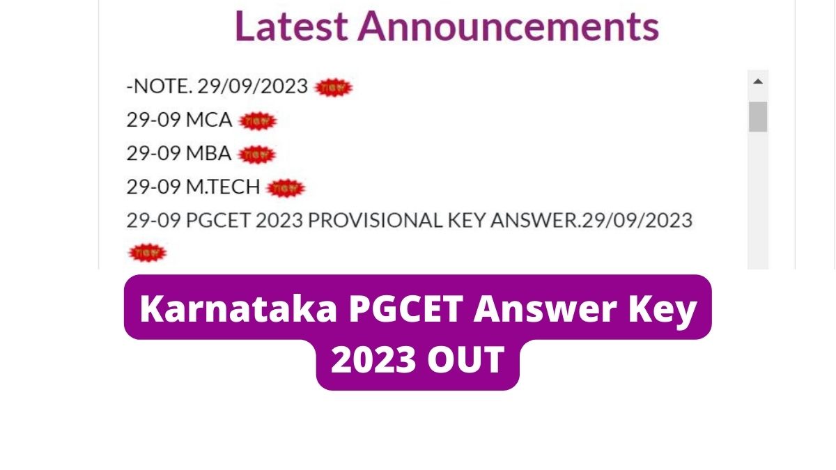 Karnataka PGCET Answer Key 2023 OUT