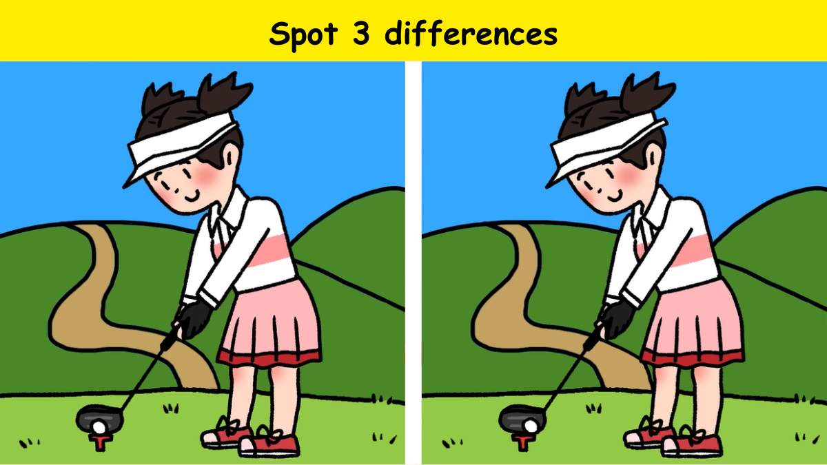 Only eagle eyes can spot 3 differences in golf picture within 9 seconds. 