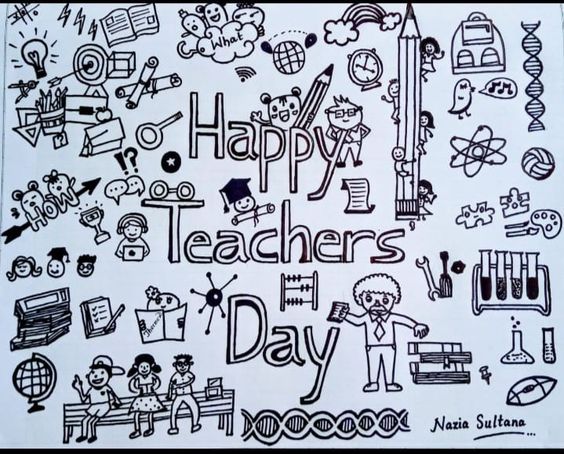 Cartoon drawing happy teachers'day card Stock Illustration by ©wenpei  #65840091