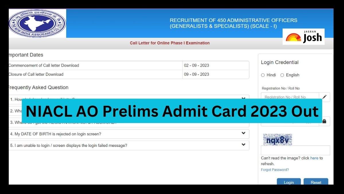 NIACL AO Admit Card 2023 Out: एनआईएसीएल एओ प्रीलिम्स परीक्षा का एडमिट कार्ड घोषित, ये रहा Direct Download Link