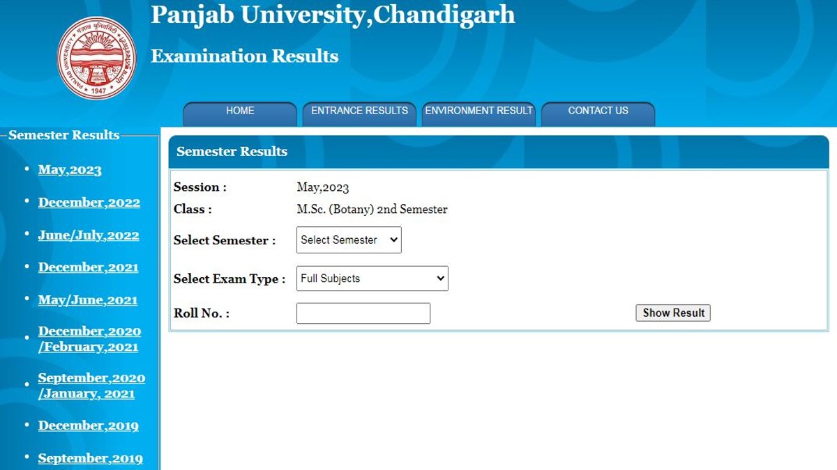Panjab University Result 2023