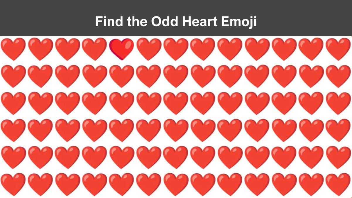Optical Illusion to Test Your Vision: Find the odd heart emoji in 5 seconds!