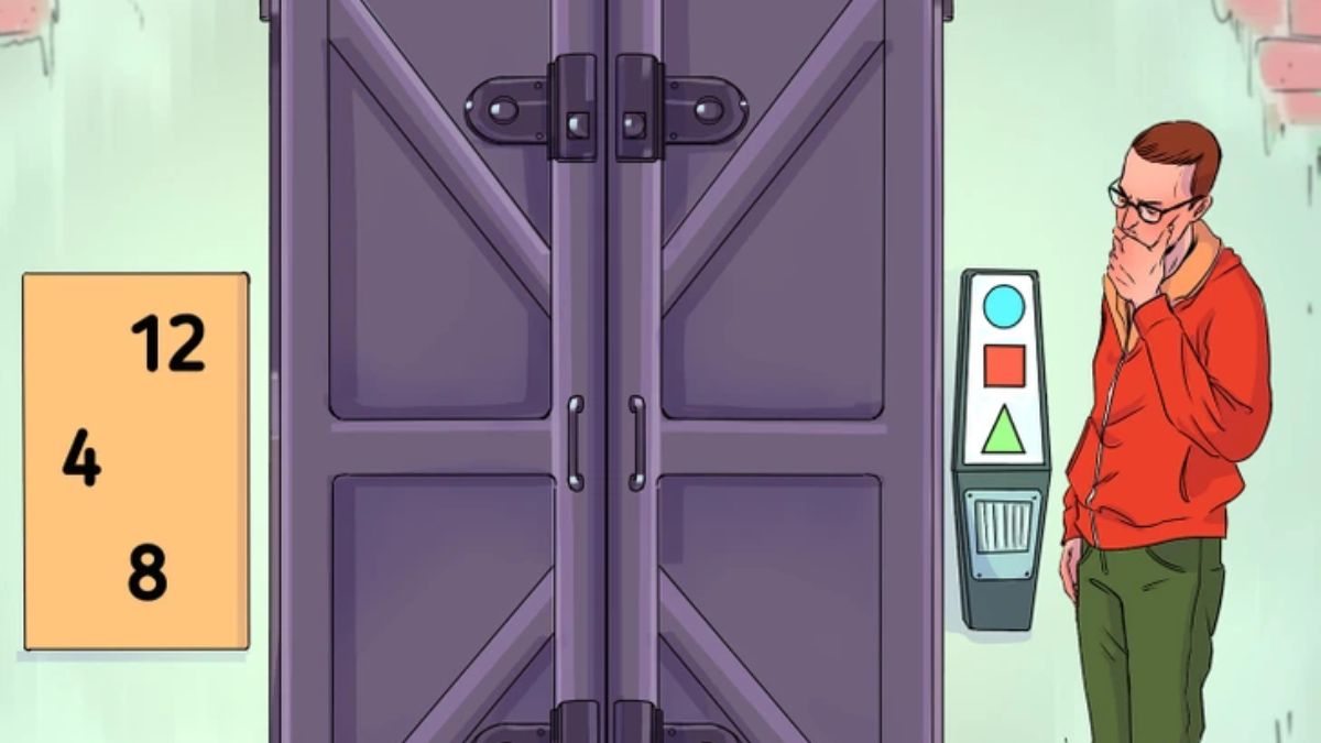 Puzzle for Testing Your IQ: Which button should the man press to escape the room in picture within 15 secs?