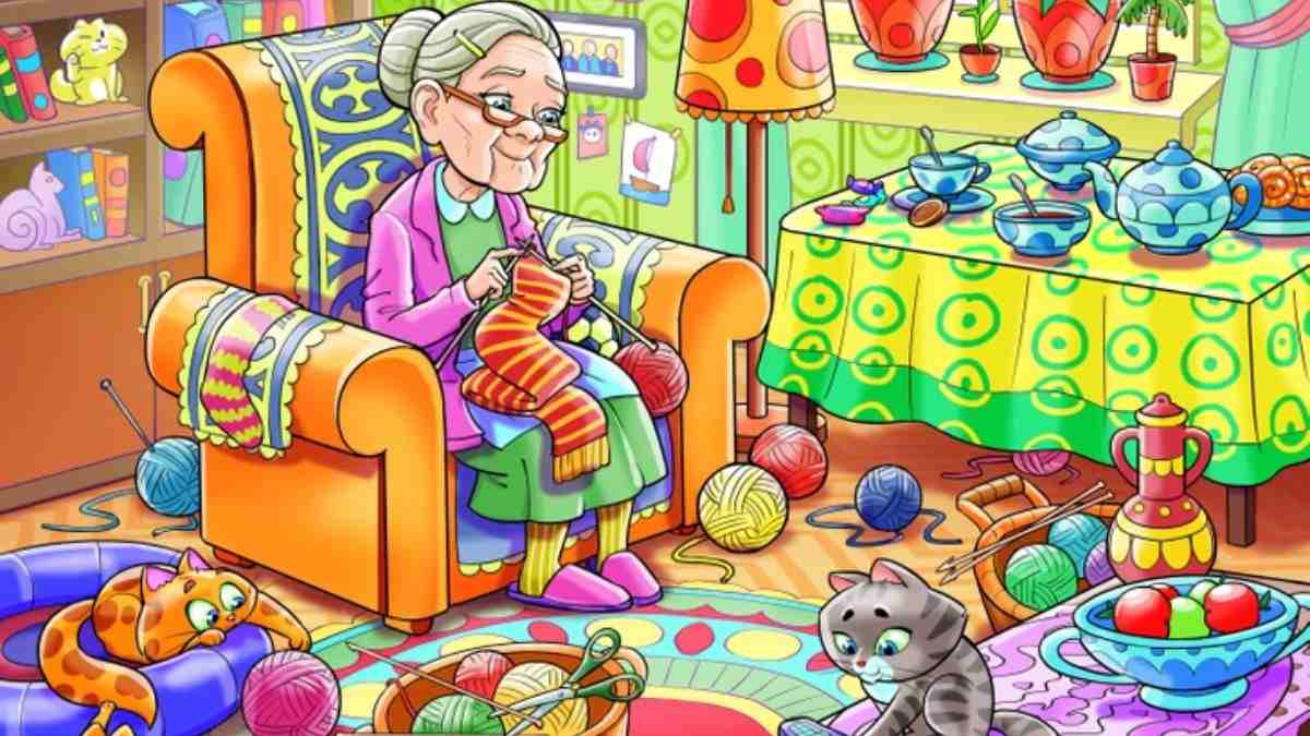 Optical Illusion for Testing Your IQ: Only 2% can spot the ball hidden inside Granny's Living Room Picture in 7 secs!