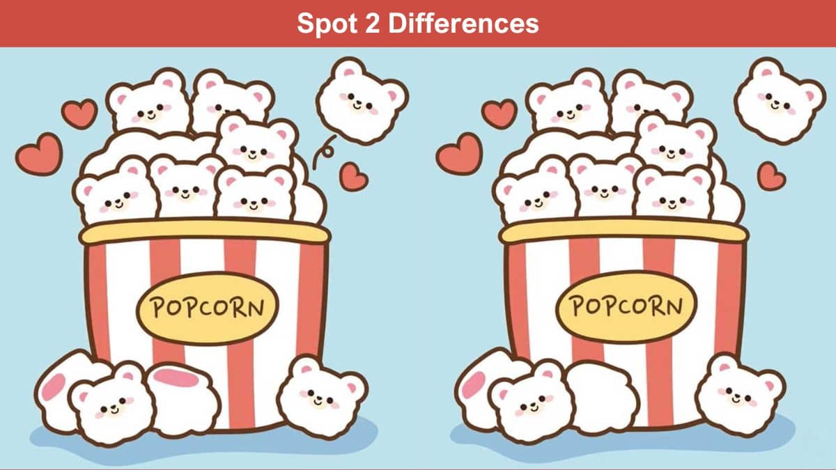 Spot 2 differences between the two popcorn bowl pictures in 6 seconds!