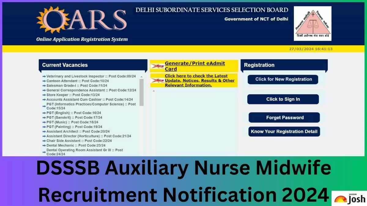 DSSSB Auxiliary Nurse Midwife Recruitment 2024