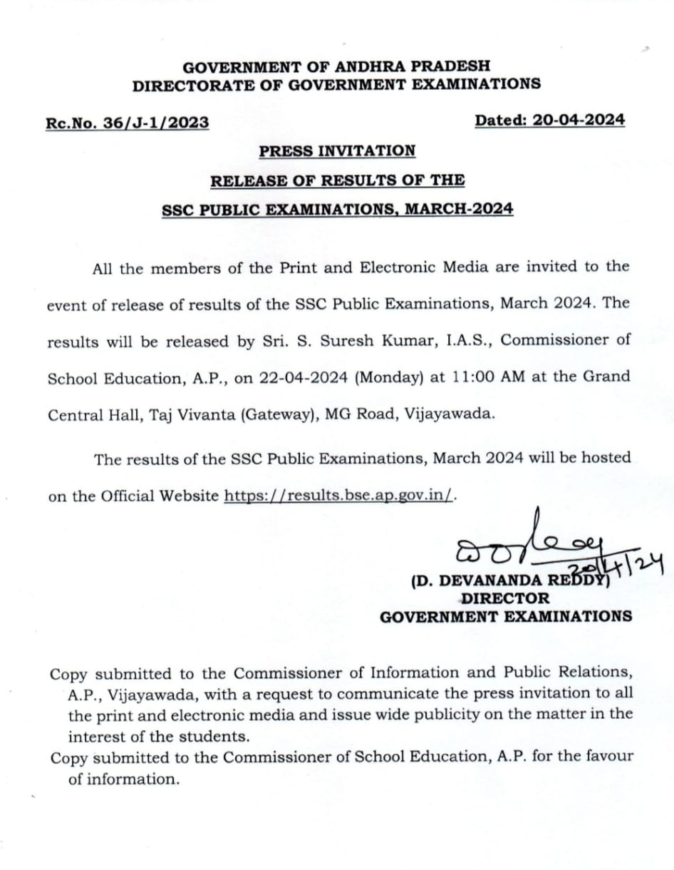 AP SSC Results 2024 Time Today Check Official Notice for BSEAP