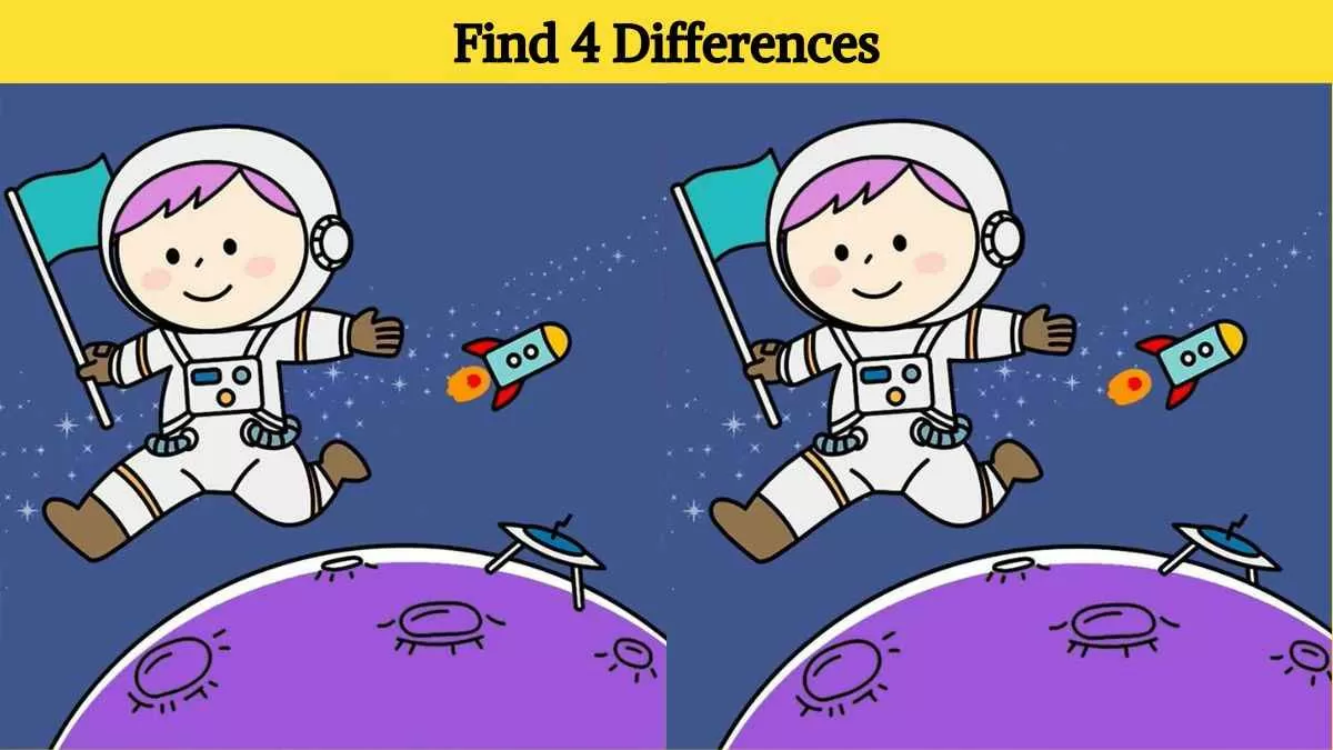 Find 4 differences between the pictures of an astronaut in space in 14  seconds!