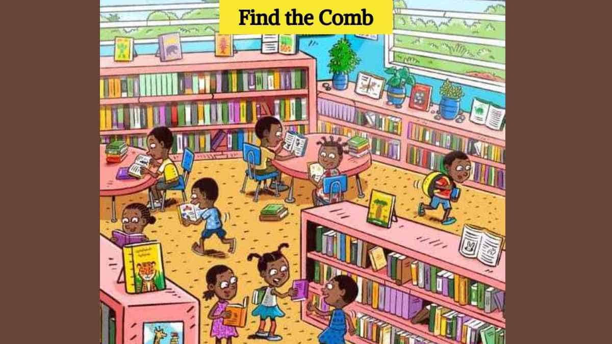 Optical Illusion Vision Test: Find the comb in the library in 7 seconds!
