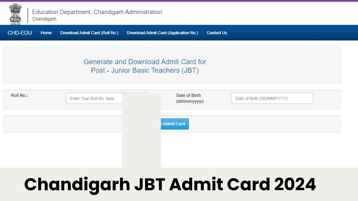 Chandigarh JBT Admit Card 2024 Out: चंडीगढ़ जेबीटी एडमिट कार्ड chdeducation.gov.in पर जारी, ये रहा Direct Link