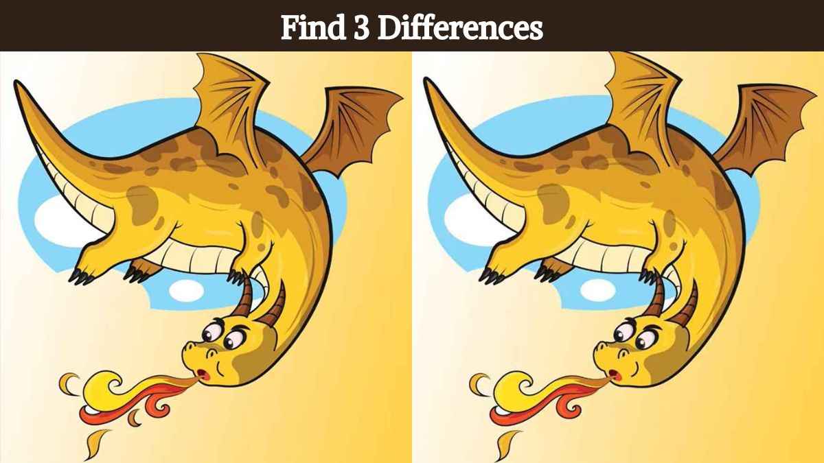 Find 3 differences between the pictures of a fire breathing dragon in 12 seconds!