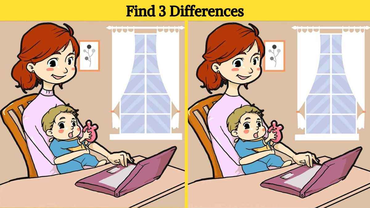 Find 3 differences between the pictures of a mother and her baby in 17 seconds!