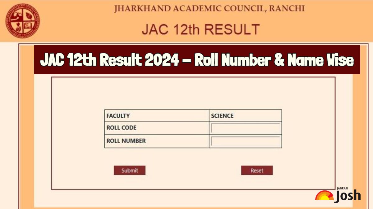 JAC Board 12th Result 2024 Roll Number and Namewise